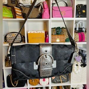Coach Vintage Soho in Signature Jacquard with Silver Sheen & Embossed Leather 🐍